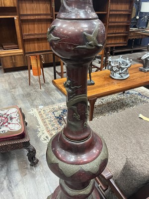 Lot 857 - LARGE AND UNUSUAL JAPANESE BRONZE FLOOR LAMP