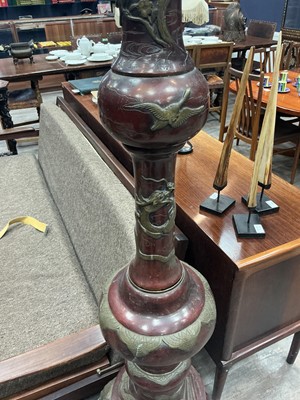 Lot 857 - LARGE AND UNUSUAL JAPANESE BRONZE FLOOR LAMP