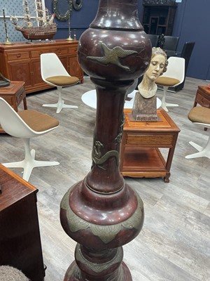 Lot 857 - LARGE AND UNUSUAL JAPANESE BRONZE FLOOR LAMP