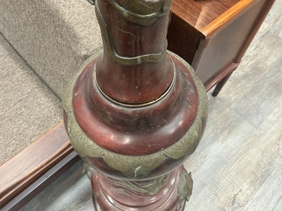 Lot 857 - LARGE AND UNUSUAL JAPANESE BRONZE FLOOR LAMP
