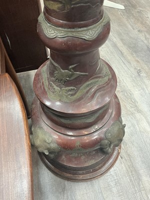 Lot 857 - LARGE AND UNUSUAL JAPANESE BRONZE FLOOR LAMP