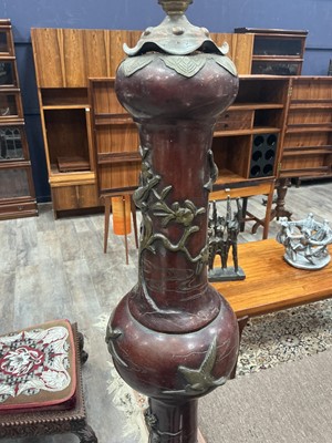 Lot 857 - LARGE AND UNUSUAL JAPANESE BRONZE FLOOR LAMP