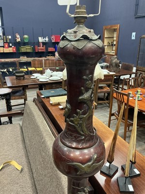 Lot 857 - LARGE AND UNUSUAL JAPANESE BRONZE FLOOR LAMP