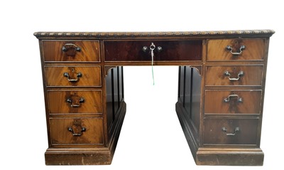 Lot 1488 - EDWARDIAN MAHOGANY PARTNER'S DESK