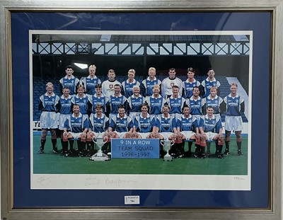 Lot 784 - RANGERS F.C., '9 IN A ROW TEAM SQUAD 1996 - 1997' PRINT