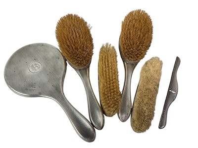 Lot 791 - GEORGE V SILVER DRESSING TABLE SET