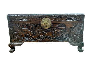 Lot 826 - CHINESE HARDWOOD BLANKET CHEST