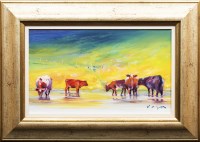 Lot 191 - * VEGA, CATTLE AT SOVAL oil on canvas, signed;...