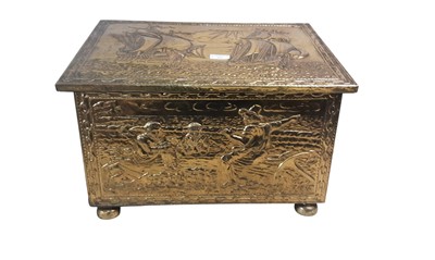 Lot 842 - BRASS COAL BOX
