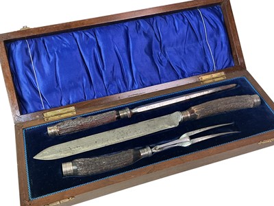 Lot 60 - GROUP OF FIVE CARVING SETS