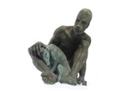 Lot 198 - * FIONA SUTHERLAND MAN WITH HIS DOG clay...