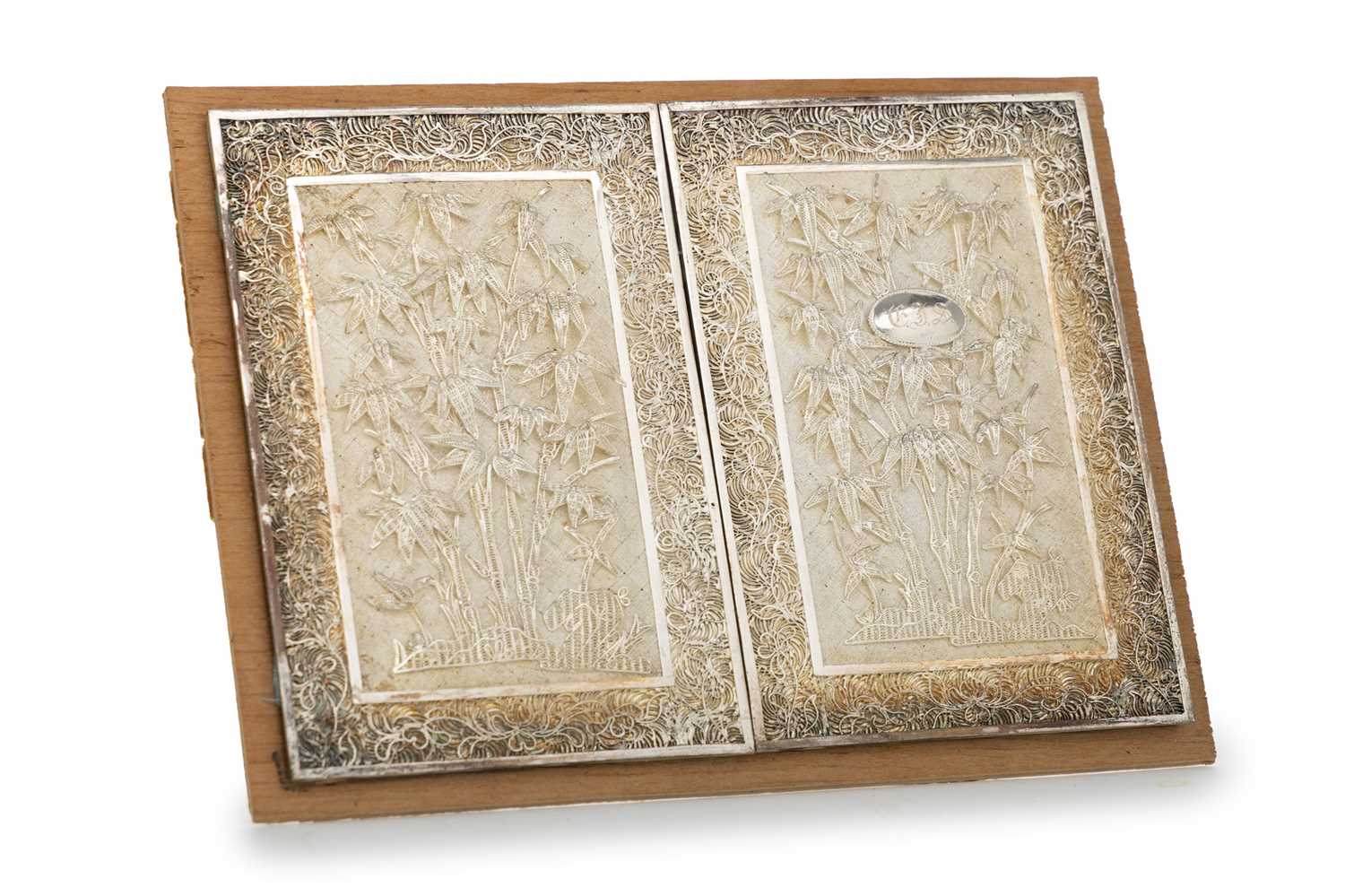 Lot 859 - PAIR OF CHINESE SILVER FILIGREE PLAYING CARD COVERS