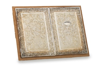 Lot 859 - PAIR OF CHINESE SILVER FILIGREE PLAYING CARD COVERS