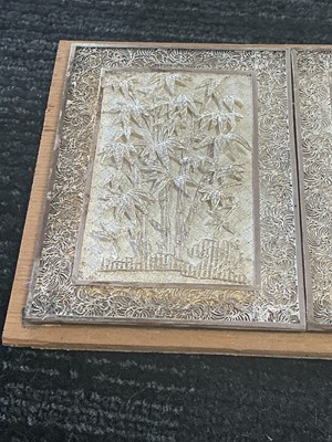 Lot 859 - PAIR OF CHINESE SILVER FILIGREE PLAYING CARD COVERS