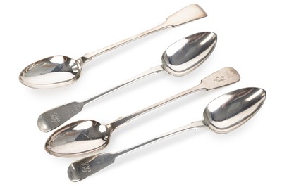 Lot 2 - PAIR OF WILLIAM IV SILVER BASTING OR GRAVY SPOONS