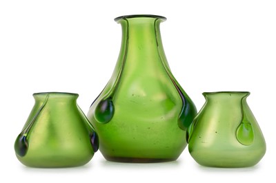 Lot 1518 - GROUP OF THREE LOETZ GLASS VASES