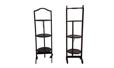 Lot 69 - TWO MAHOGANY FOLDING CAKE STANDS