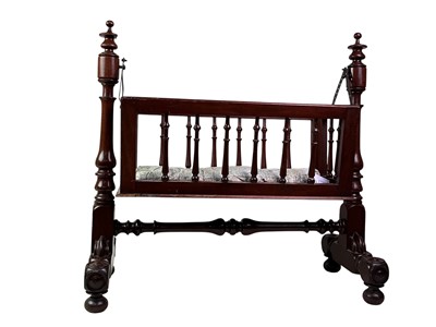 Lot 147 - VICTORIAN STYLE MAHOGANY DOLL'S CRADLE