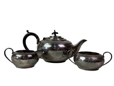 Lot 165 - SILVER PLATED THREE PIECE TEA SERVICE