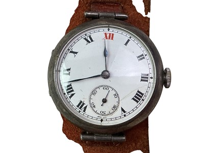 Lot 157 - MILITARY STYLE SILVER CASED WRIST WATCH