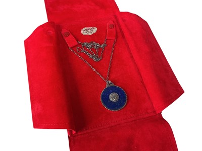 Lot 163 - LAPIS LAZULI AND MARCASITE PENDANT