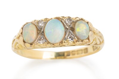 Lot 468 - OPAL THREE STONE RING