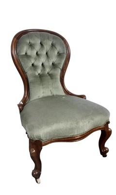 Lot 275 - VICTORIAN WALNUT NURSING CHAIR