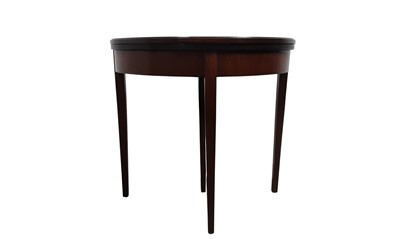 Lot 341 - EDWARDIAN MAHOGANY D SHAPED FOLD OVER CARD TABLE