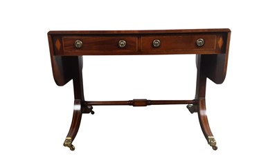 Lot 334 - REPRODUCTION INLAID MAHOGANY SOFA TABLE
