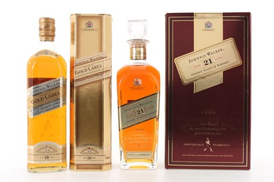 Lot 149 - JOHNNIE WALKER 21 YEAR OLD AND 18 YEAR OLD GOLD LABEL 75CL