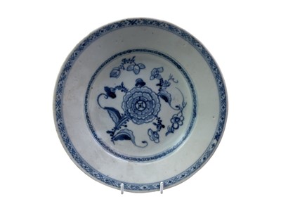 Lot 183 - CHINESE BLUE AND WHITE PEONY DISH