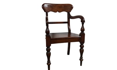 Lot 393 - VICTORIAN MAHOGANY OPEN ARMCHAIR