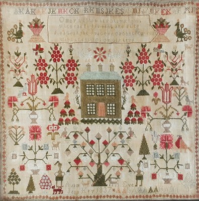 Lot 1569 - EARLY VICTORIAN NEEDLEWORK SAMPLER