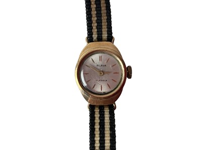 Lot 391 - SLAVA GOLD CASED MANUAL WIND WRIST WATCH