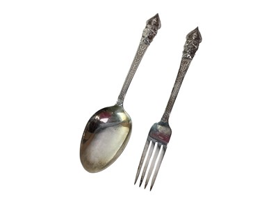 Lot 400 - SIAM SILVER SERVING SPOON AND FORK