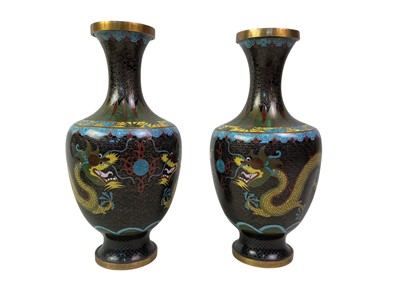 Lot 498 - PAIR OF CHINESE CLOISONNE VASES
