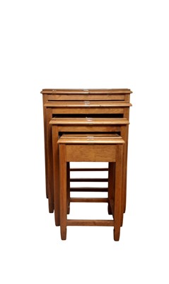 Lot 499 - TEAK NEST OF FOUR TABLES