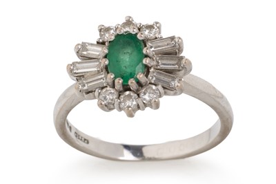 Lot 514 - EMERALD AND DIAMOND CLUSTER RING