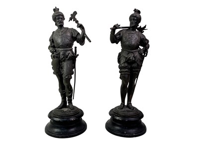 Lot 514 - PAIR OF FRENCH SPELTER FIGURES OF CAVALIERS