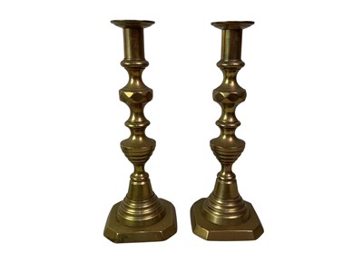 Lot 563 - PAIR OF BRASS CANDLESTICKS AND OTHER BRASSWARE
