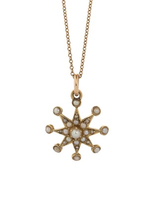 Lot 540 - SEED PEARL STARBURST PENDANT