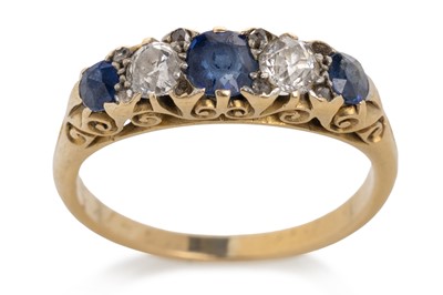 Lot 541 - SAPPHIRE AND DIAMOND BOAT RING