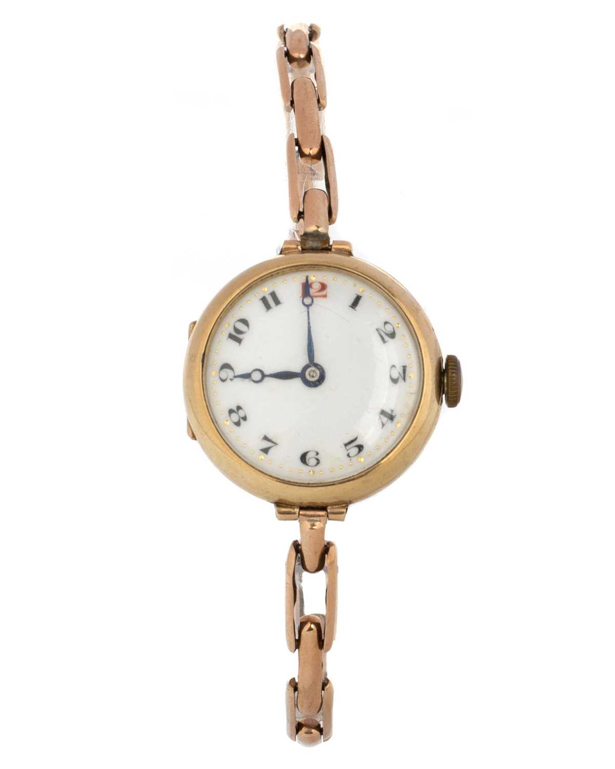 Lot 834 - NINE CARAT GOLD CASED MANUAL WIND WRIST WATCH