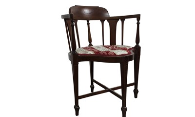 Lot 588 - EDWARDIAN INLAID MAHOGANY DRAWING ROOM ARMCHAIR