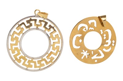 Lot 560 - TWO GOLD CIRCLE PENDANTS