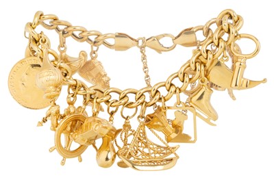 Lot 570 - GOLD CHARM BRACELET