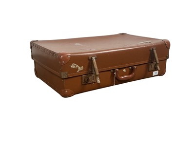 Lot 255 - VINTAGE LEATHER SUITCASE
