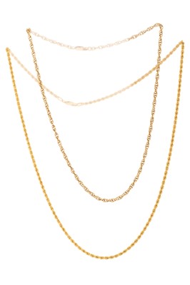 Lot 576 - THREE GOLD CHAINS