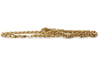 Lot 582 - THREE GOLD BRACELETS
