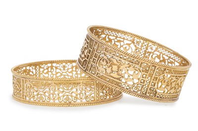 Lot 589 - TWO GOLD BANGLES